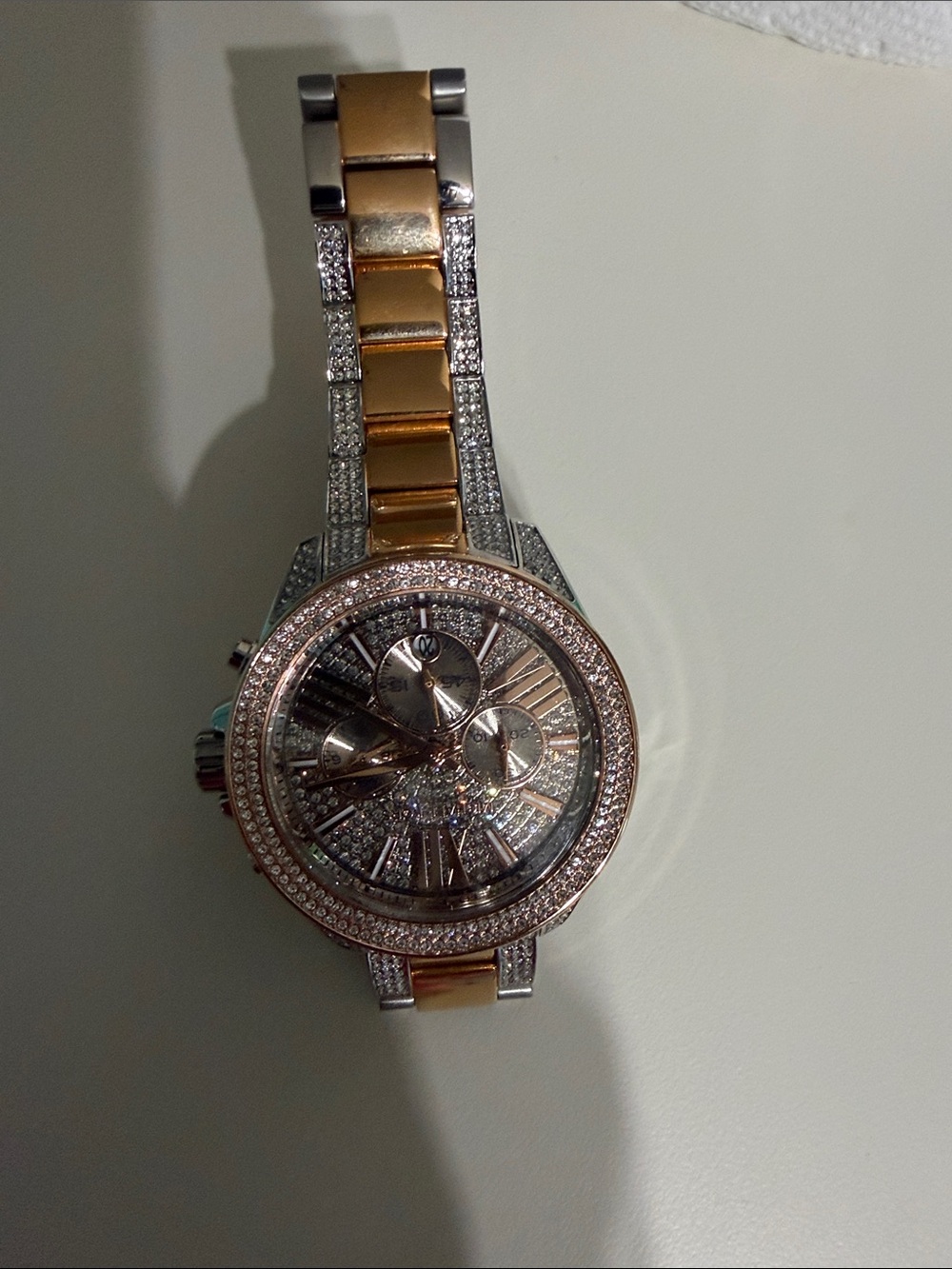 Michael Kors Two-Tone Crystal Accented Men's Chronograph Watch - Silver & Gold
